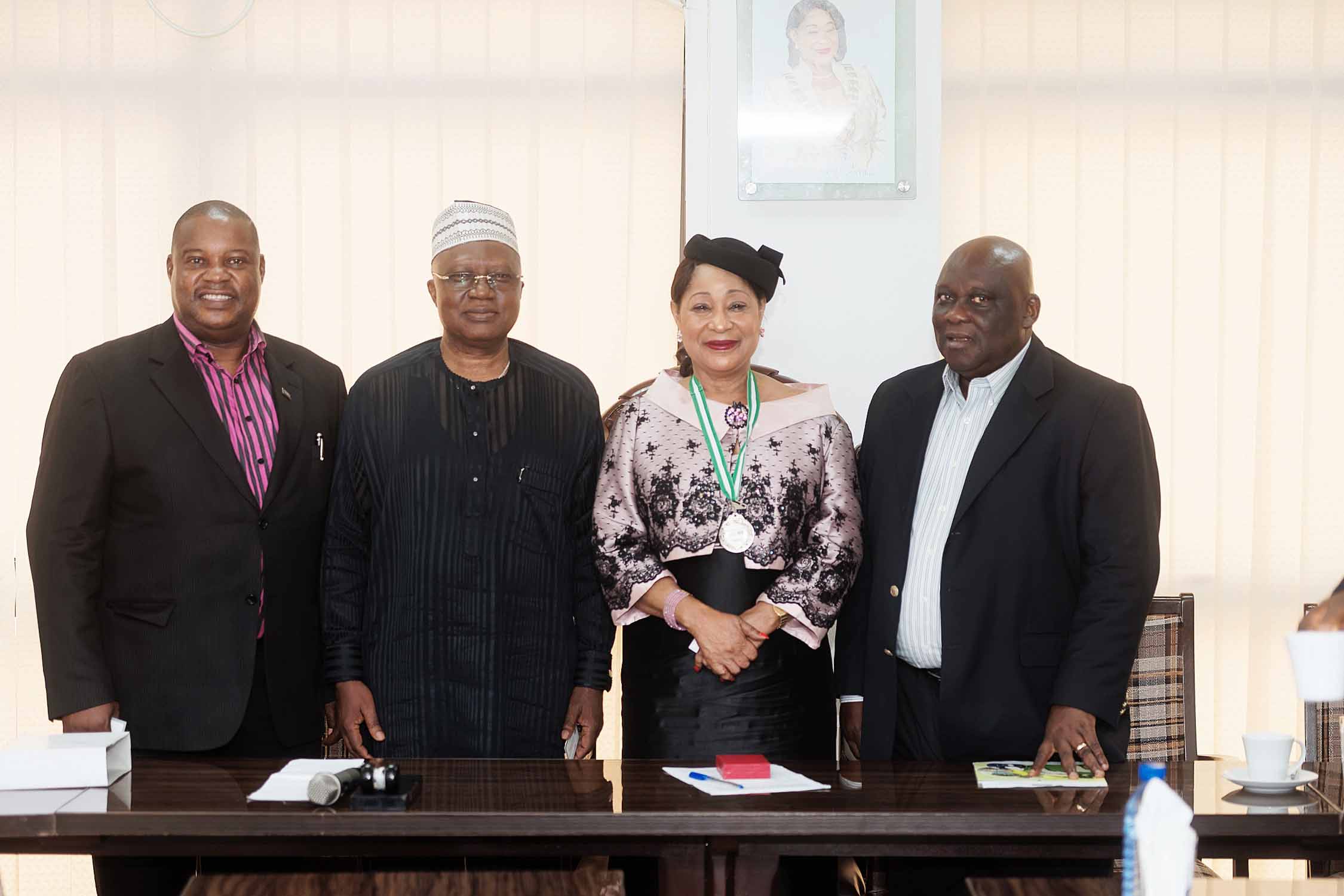 L-R: Mr. Femi Ogala, General Secretary, OAAN, Mr. Emmanuel Ajufo, Vice President OAAN, Charles Chijide, Immediate Past President OAAN, Prof Pat Utomi, Patron, Mr., Babatunde Adedoyin, President OAAN, Mr. Tunde Oyekan, Assistant Gen, Secretary OAAN and Mrs., Chiddy Ibiam, General Manager OAAN, at the Outdoor Advertising Association of Nigeria’s conferment of patron on Utomi in his office in Victoria Island, Lagos recently.-marketingspace.com.ng