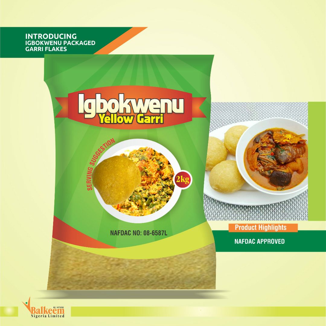 Igbokwenu: Hygienically Packaged Yellow Garri Enters Nigerian Market …available in Shoprite, Spa, Games, Others-marketingspace.com.ng