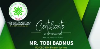 AYAGG Recognizes Tobi Badmus, CEO And Founder Of 8BM, As An Icon Of Youth Inspiration-marketingspace.com.ng